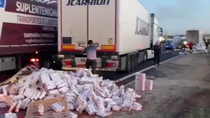 Thumbnail for "Truckers have joined in the protests in France as well, dumping their loads on their way to Paris. Paris has an estimated 3 days of food supplies left at this stage..."