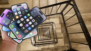 Thumbnail for Dropping a Stack of (7) iPhone 14 Pro's Down Crazy Spiral Staircase 300 Feet - Will They Survive? | TechRax