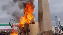 Thumbnail for Iranians burning effigy of baal to protest israel