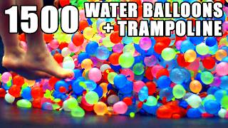 Thumbnail for 1500 Water Balloons + Trampoline- SLO MO!! | Mark Rober
