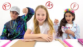 Thumbnail for Nastya shows that knowledge at school is the most important thing | Like Nastya