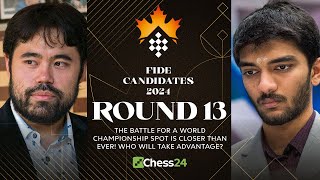 Thumbnail for FIDE Candidates 2024 Rd 13 | Hikaru, Gukesh or Ian? Who'll Survive The Pressure On Penultimate Day? | chess24