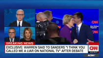 Thumbnail for Warren Sanders debate handshake moment (audio)