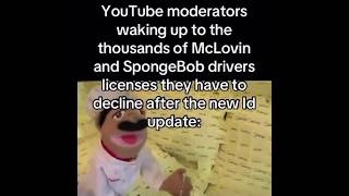 Thumbnail for YouTube moderators waking up to all the fake licenses they have to decline after the new ID update: | FunnyMemeSpot Backup
