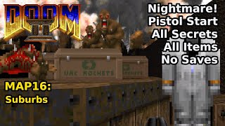 Thumbnail for Doom II - MAP16: Suburbs (Nightmare! 100% Secrets + Items) | decino