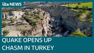 Thumbnail for Turkey-Syria earthquake ripped huge chasm in what was once an olive field near Antakya | ITV News