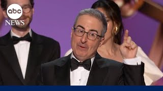 Thumbnail for John Oliver pays tribute to his late dog in Emmys acceptance speech | ABC News