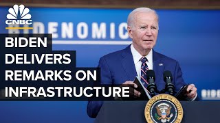 Thumbnail for President Biden delivers remarks on passenger rail infrastructure in the U.S.— 11/06/23 | CNBC Television