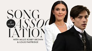 Thumbnail for Millie Bobby Brown and Louis Partridge Sing Dua Lipa & More in a Game of Song Association | ELLE