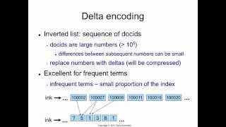 Thumbnail for Indexing 6: delta encoding (compression) | Victor Lavrenko