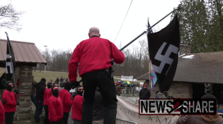 Thumbnail for Flamboyant nazis with retarded face tattoos wearing Spielberg red staged at tranny event are sure to have their Trump Pense merch where it can be seen by a camera