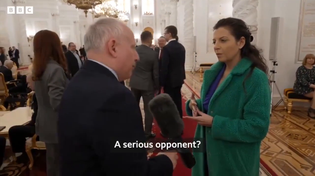 Thumbnail for BBC reporter thinking his leading psyop questions are going to fly in Russia. 