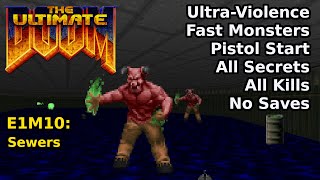 Thumbnail for Doom - E1M10: Sewers (Fast Ultra-Violence 100%) | decino
