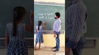 Thumbnail for draw a square with three lines. #education #maths #school #students #youtubeshorts | Raviraj Master